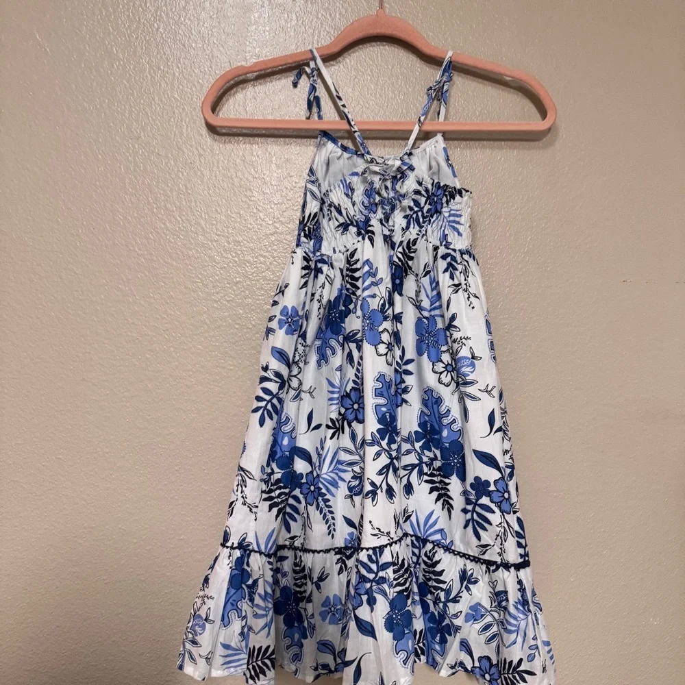 Floral Blue and White Girls Sundress - Picture 5 of 7